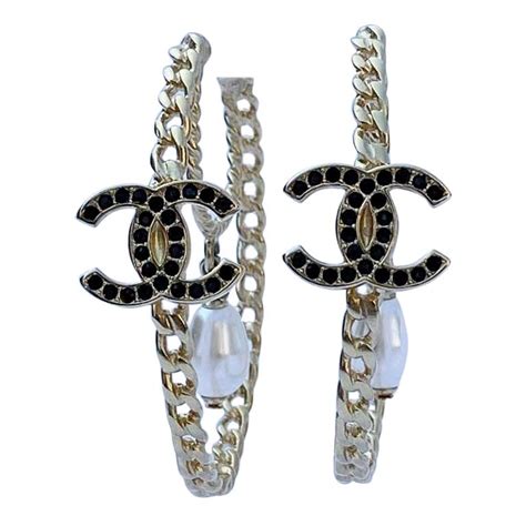 chanel diamond hoop earrings|Chanel diamond stud earrings.